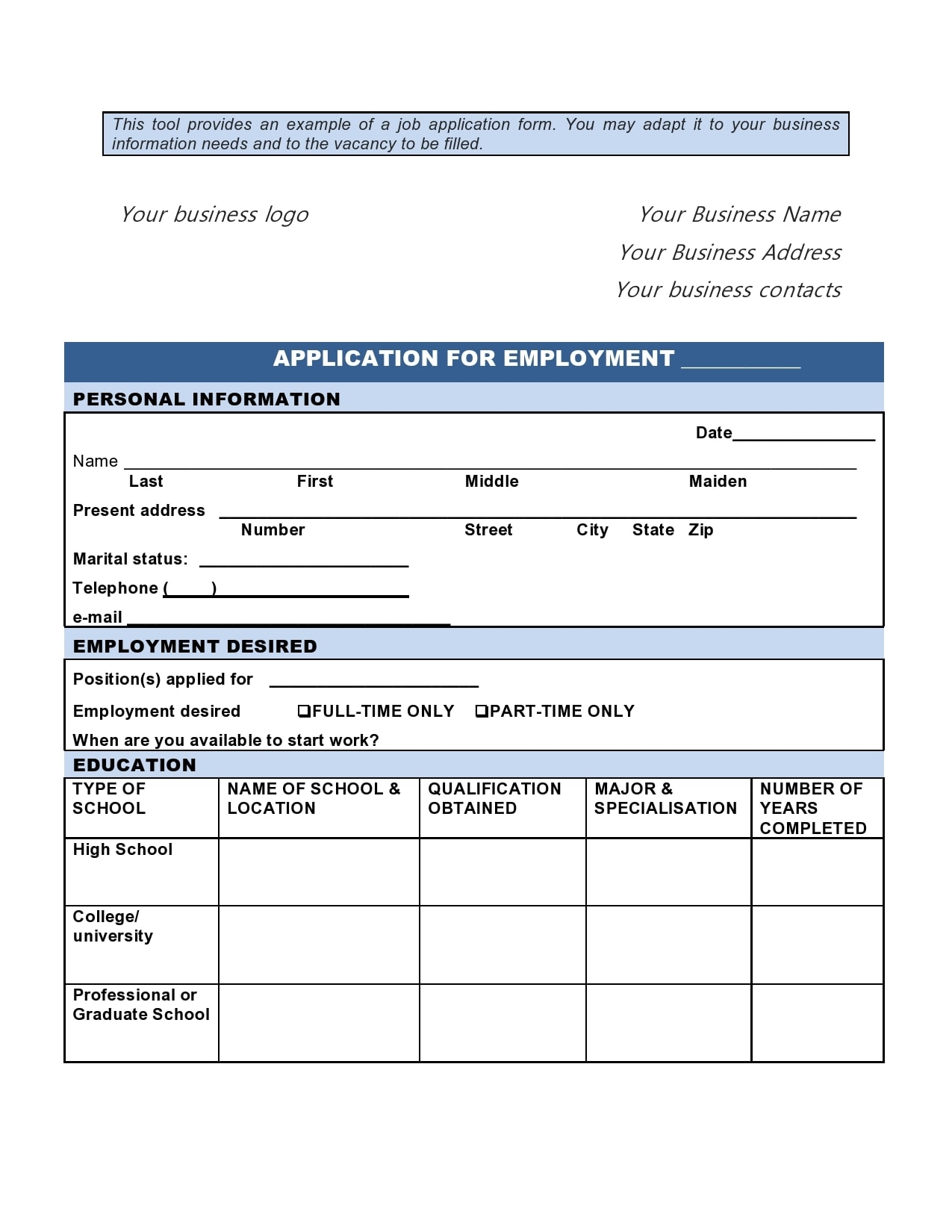 27 Basic Employment Application Templates Free 27 Basic Employment Application Templates Free