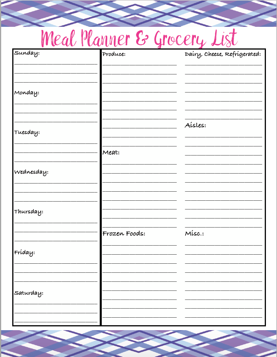 Free Printable Weekly Meal Planner Template With Grocery List Free Printable Weekly Meal Planner Template With Grocery List
