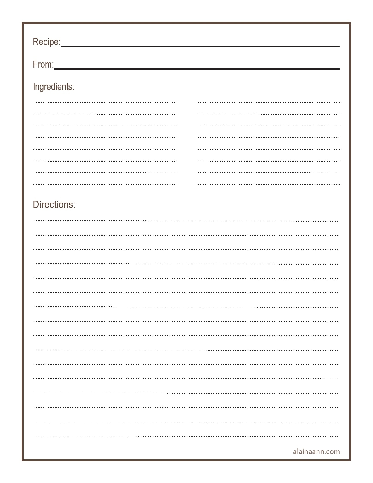 Free Printable Recipe Templates