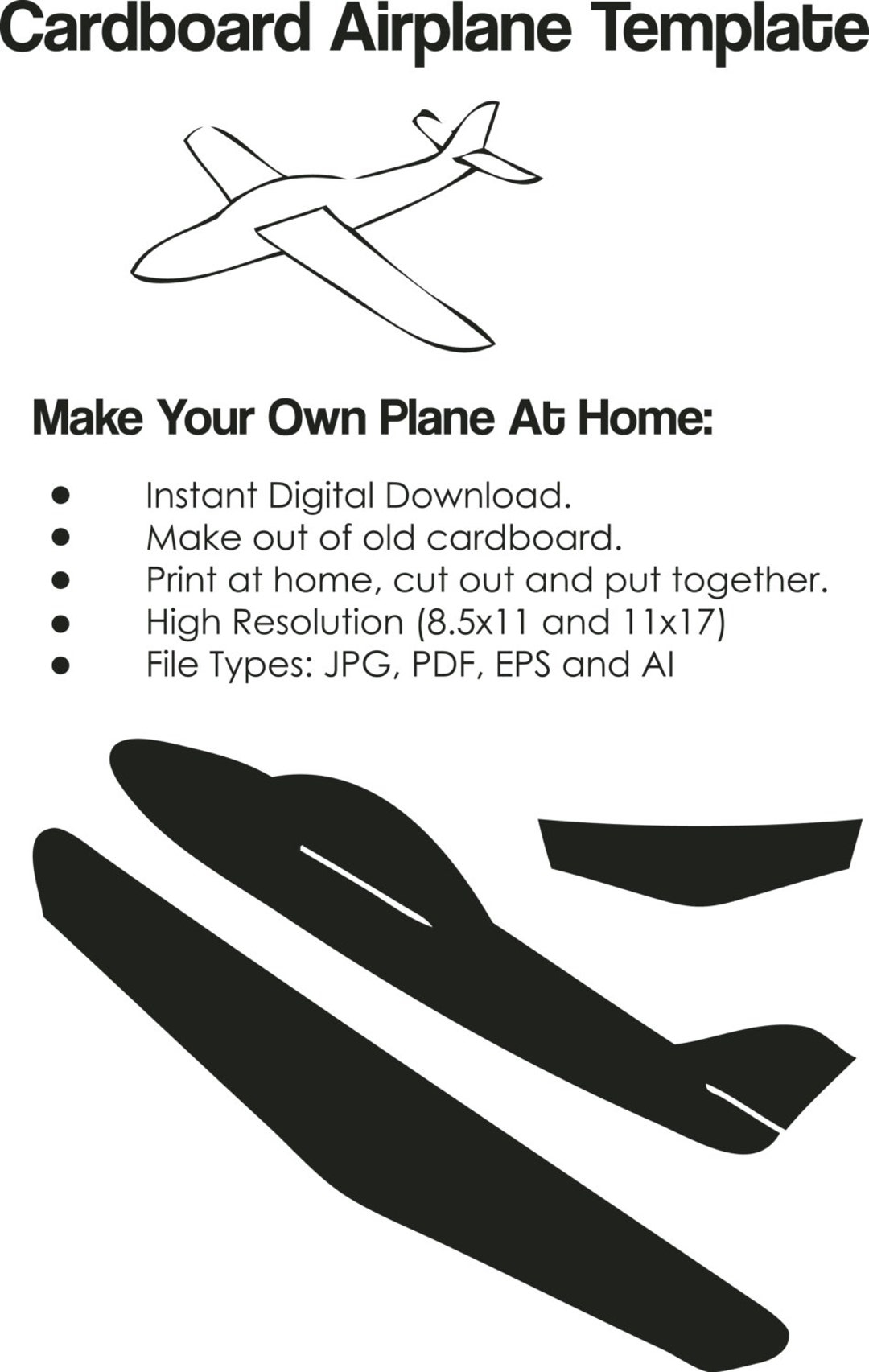 Cardboard Airplane Template Airplane Cutout On Paper Cardboard Airplane DIY Project INSTANT DOWNLOAD 09855 Etsy UK Cardboard Airplane Template Airplane Cutout On Paper Cardboard Airplane DIY Project INSTANT DOWNLOAD 09855 Etsy UK