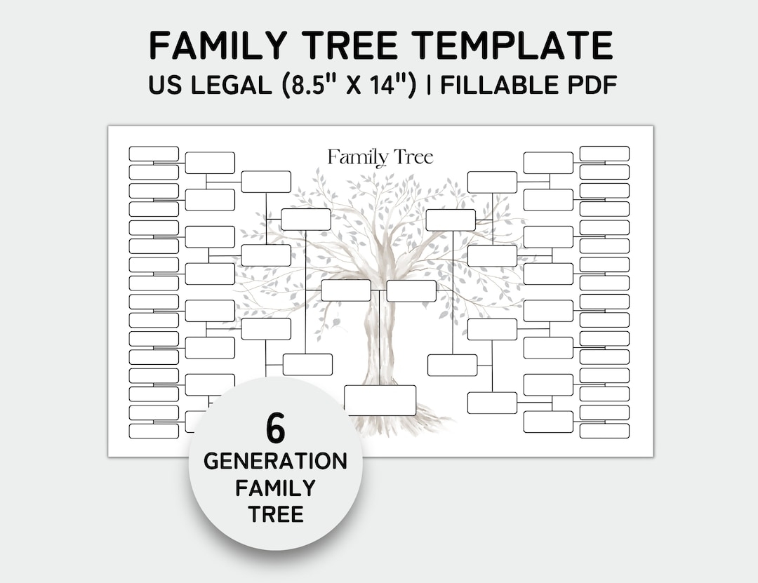 Family Tree Template 6 Generation Family Tree Chart Printable For Family Reunion Gifts Pedigree Chart Genealogy Chart Fillable PDF Etsy Family Tree Template 6 Generation Family Tree Chart Printable For Family Reunion Gifts Pedigree Chart Genealogy Chart Fillable PDF Etsy