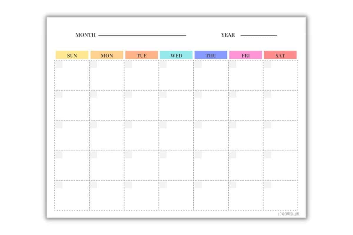FREE Blank Undated Monthly Calendar Printable Template Love Our Real Life FREE Blank Undated Monthly Calendar Printable Template Love Our Real Life