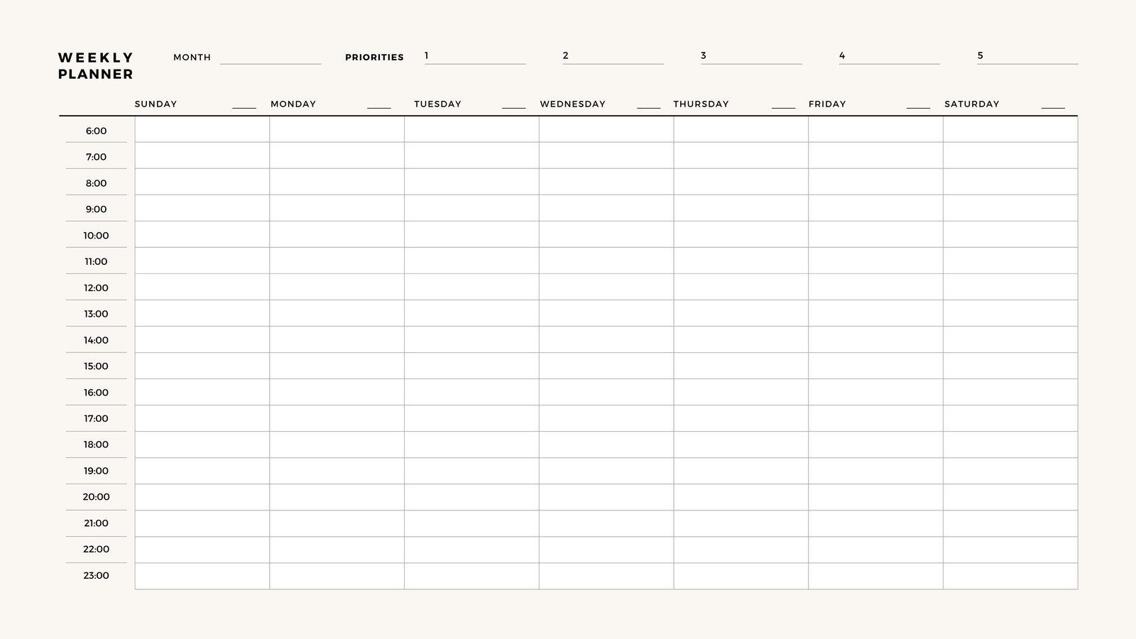 Weekly Calendar Template Printable Weekly Calendar Template Printable