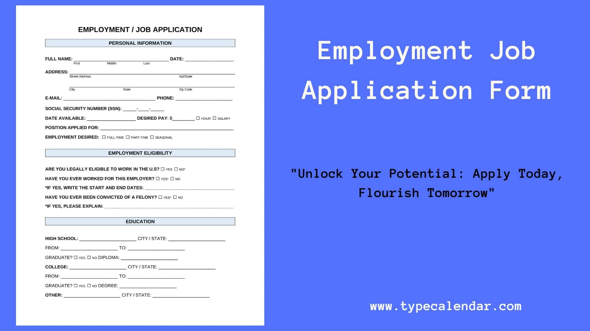 Free Printable Application For Employment Template Free Printable Application For Employment Template