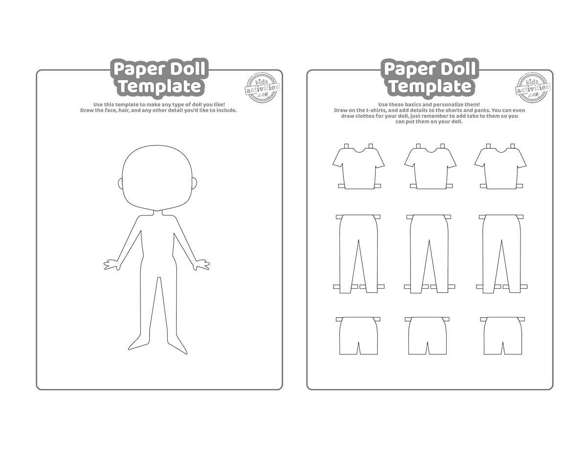 Printable Paper Doll Template Printable Paper Doll Template