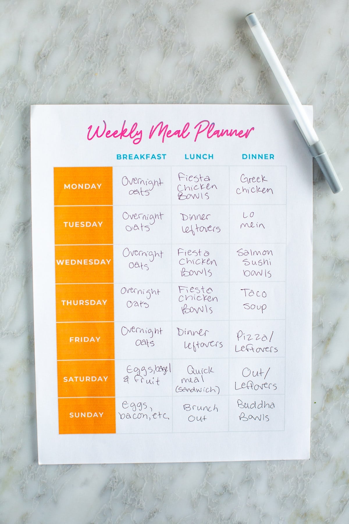 Meal Plan Template Printable Meal Plan Template Printable