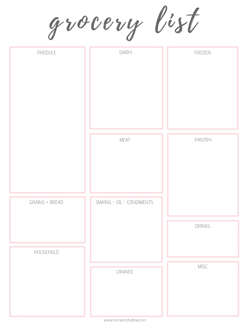 Printable Meal Planner Grocery List Home And Hallow Printable Meal Planner Grocery List Home And Hallow