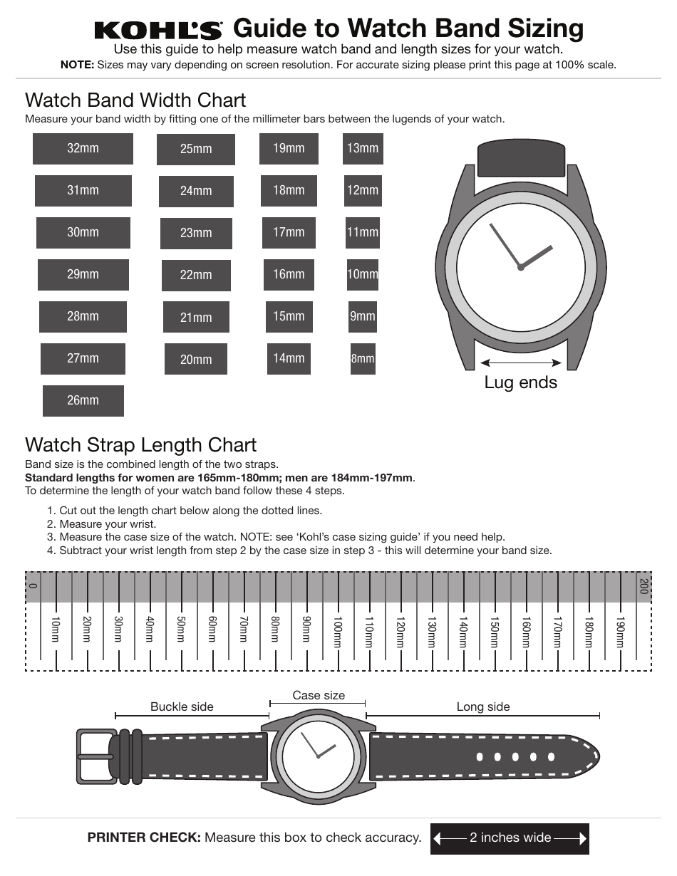 Watch Band Size Chart Kohl s Download Printable PDF Templateroller Watch Band Size Chart Kohl s Download Printable PDF Templateroller