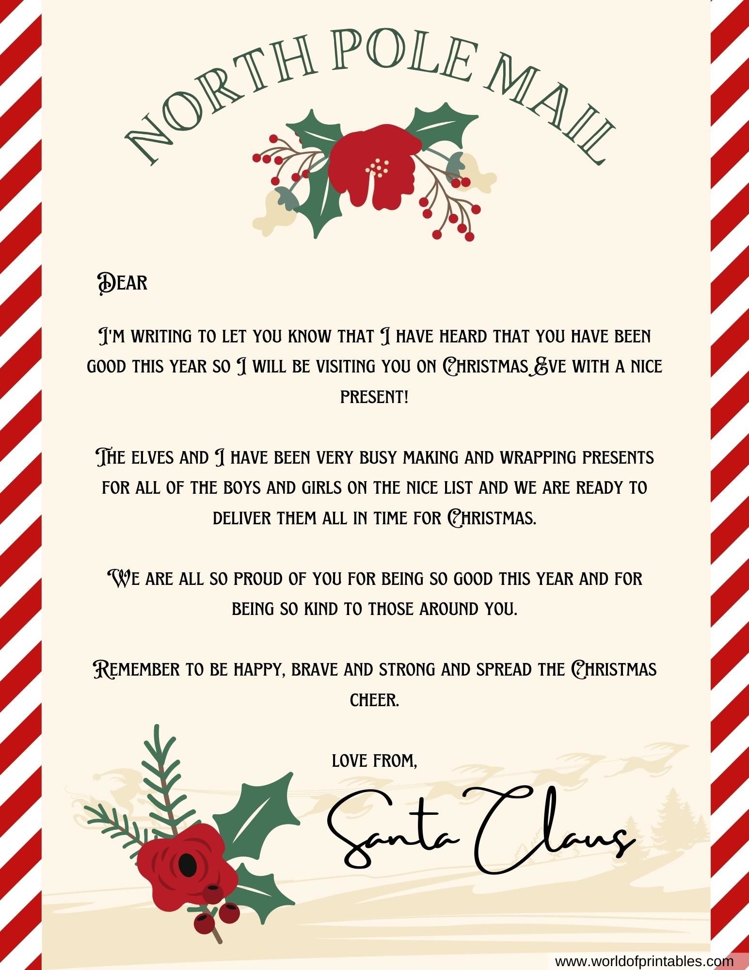 10 Best Free Letter From Santa Templates World Of Printables 10 Best Free Letter From Santa Templates World Of Printables
