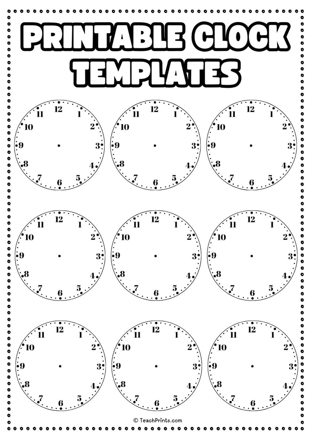 Free Printable Clock Template Free Printable Clock Template