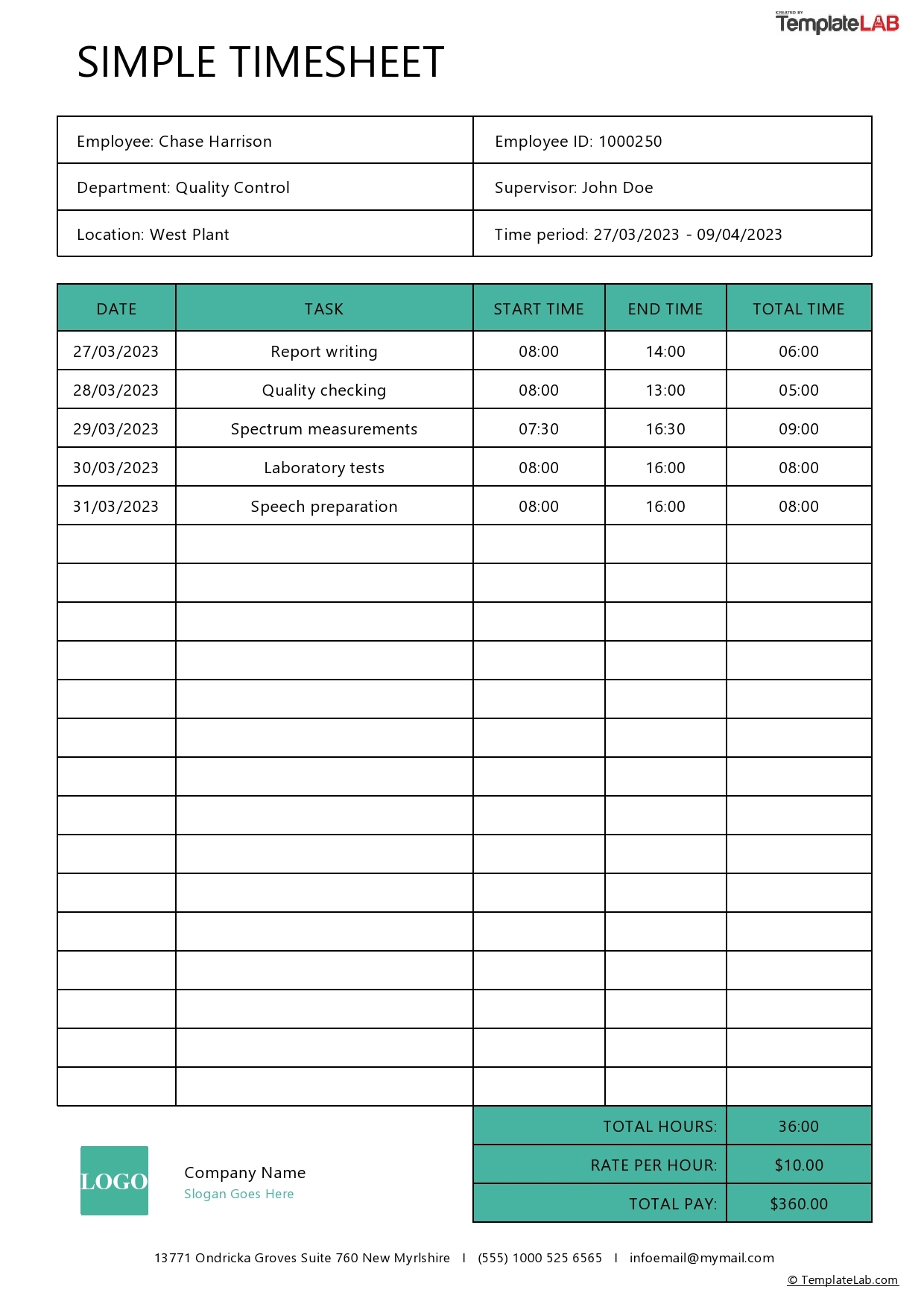 15 Free Timesheet Templates Excel Word PDF TemplateLab 15 Free Timesheet Templates Excel Word PDF TemplateLab