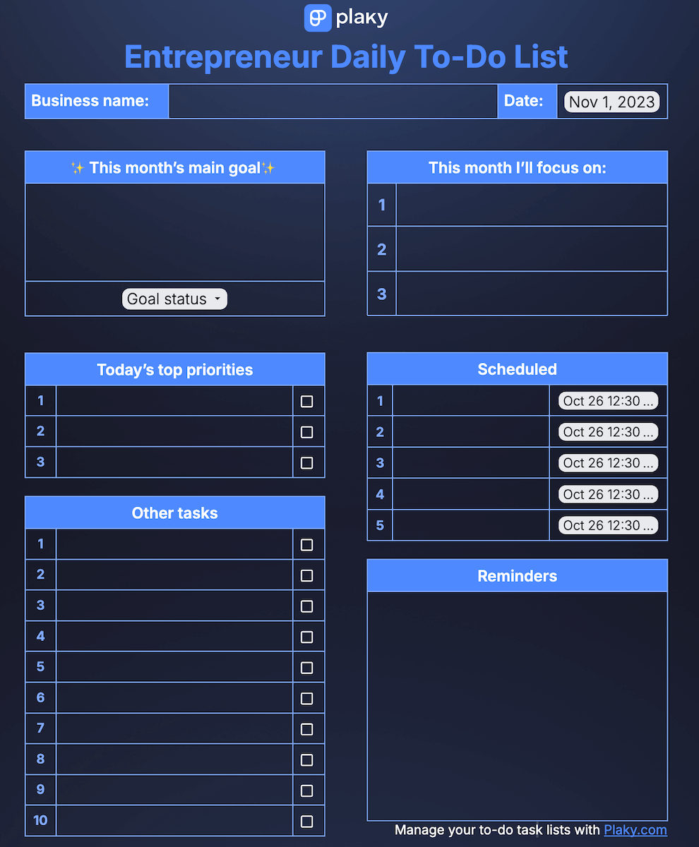 Printable To Do List Template