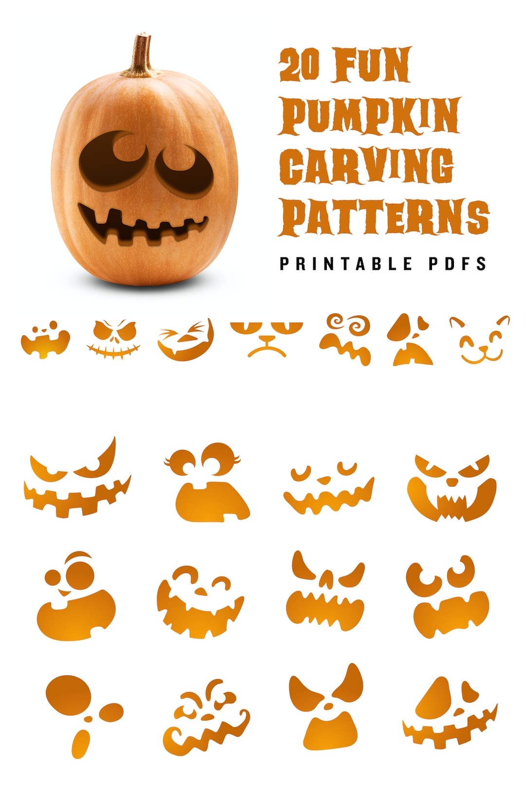 20 Printable Jack o lantern Pumpkin Carving Patterns For Halloween Simple Patterns That Can Make Anyone Look Like A Pro Etsy 20 Printable Jack o lantern Pumpkin Carving Patterns For Halloween Simple Patterns That Can Make Anyone Look Like A Pro Etsy