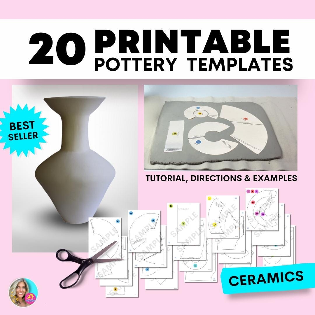 20 Printable Pottery Templates Forms Guide Tutorial And Examples Of Ceramics Etsy