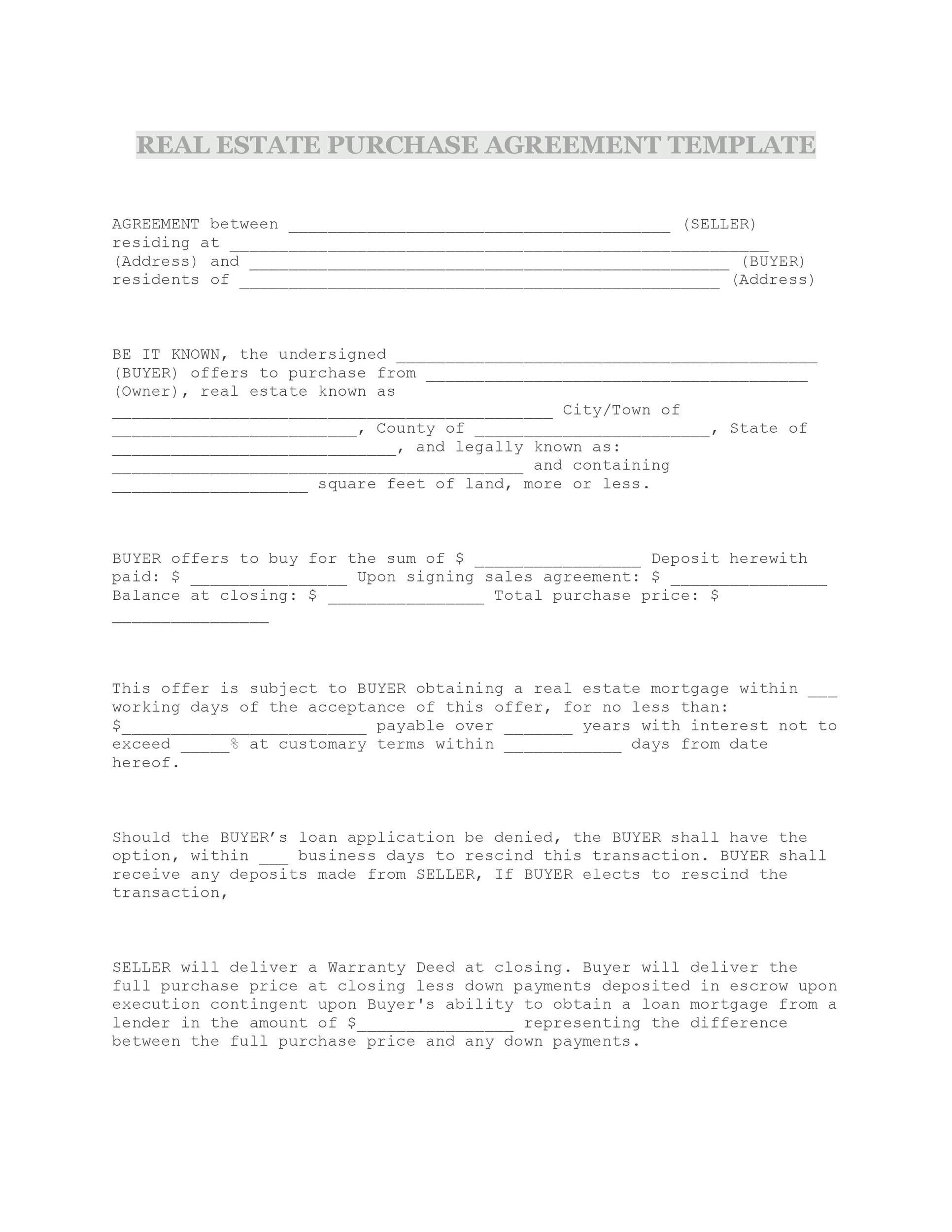 Printable Simple Purchase Agreement Template Word Printable Simple Purchase Agreement Template Word