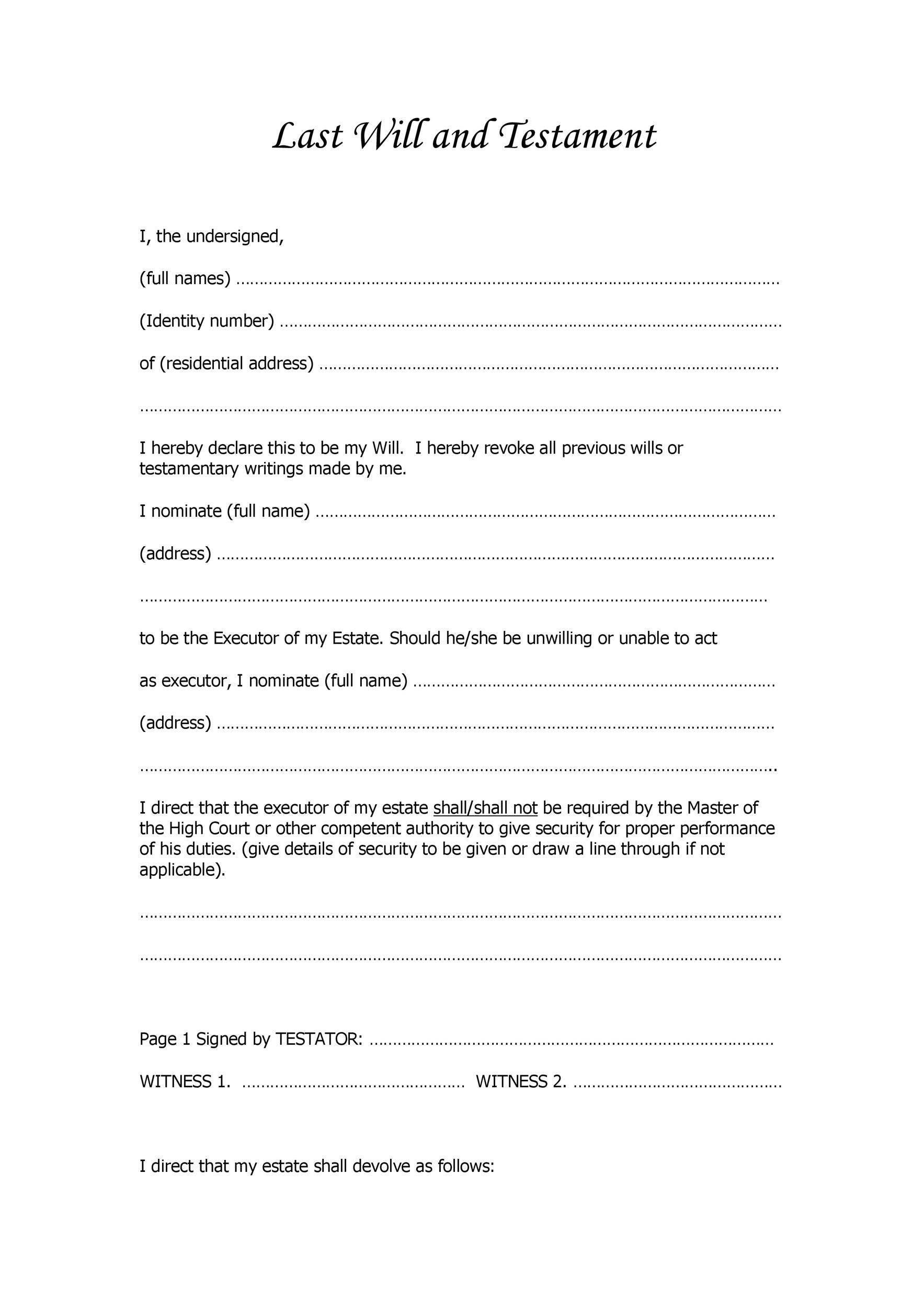 39 Last Will And Testament Forms U0026 Templates TemplateLab 39 Last Will And Testament Forms U0026 Templates TemplateLab