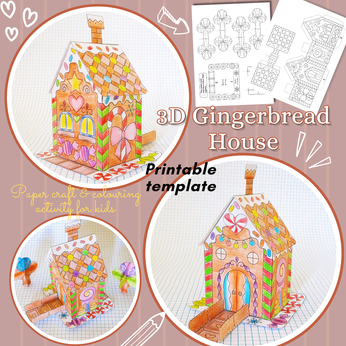 3D Gingerbread House Printable Template Paper Craft Coloring Activity Made By Teachers 3D Gingerbread House Printable Template Paper Craft Coloring Activity Made By Teachers