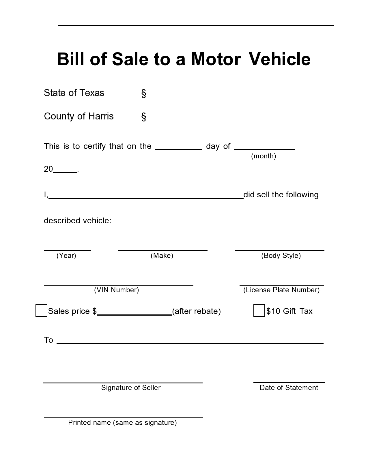 Printable Car Bill Of Sale Template Printable Car Bill Of Sale Template