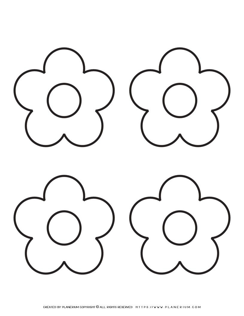 5 Petal Flower Template Four Flowers Planerium 5 Petal Flower Template Four Flowers Planerium