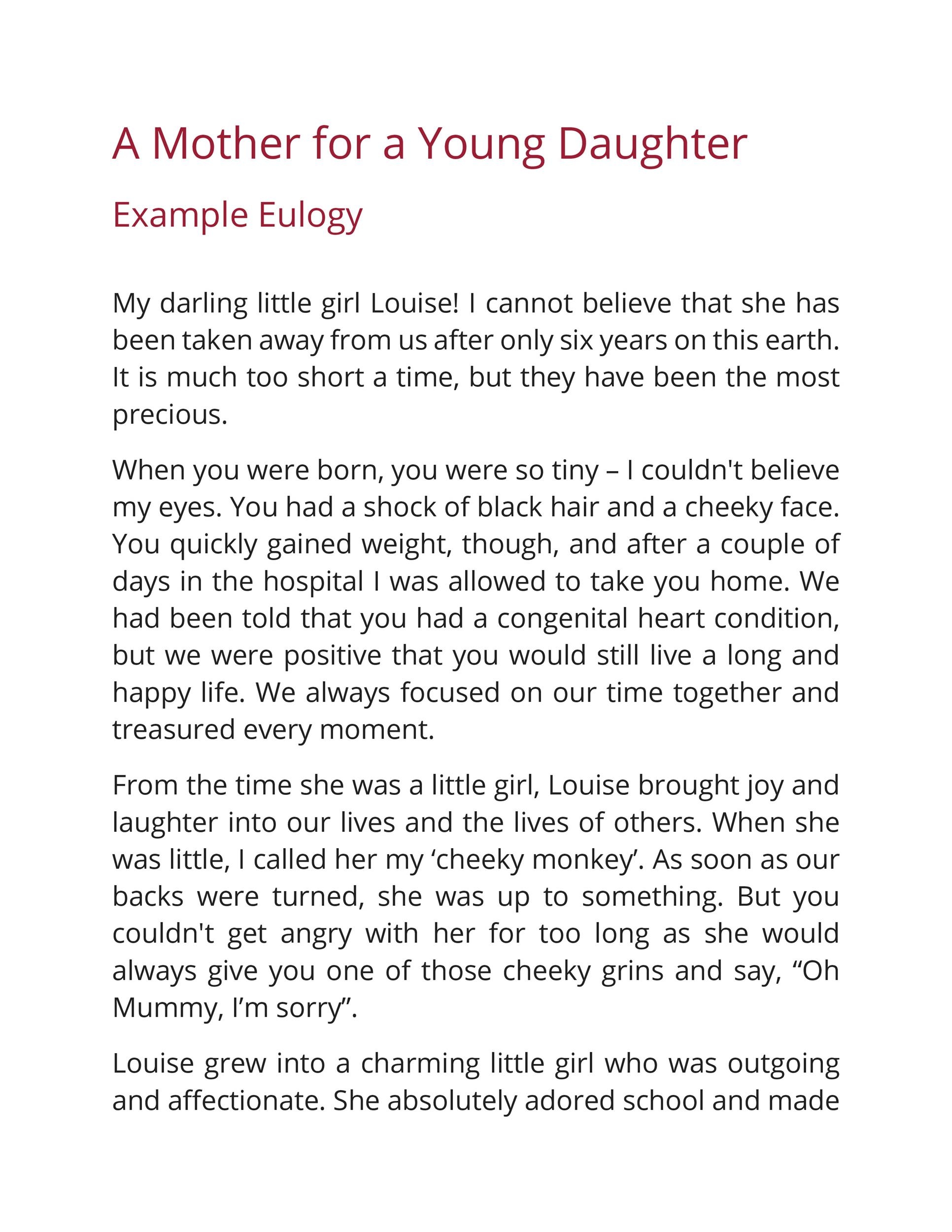 Printable Eulogy Template For Mother Printable Eulogy Template For Mother