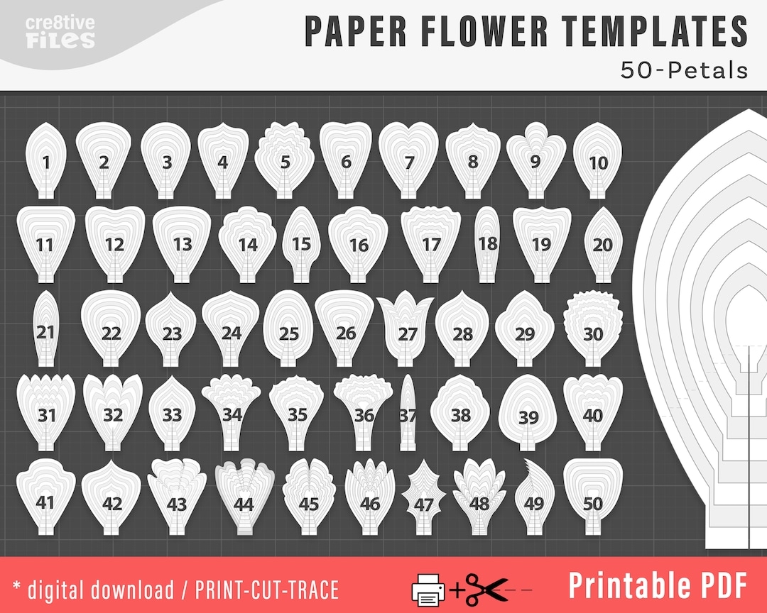 50 PDF PRINTABLE Paper Flower PETAL Templates Diy Large Paper Flower Templates Molde De Flores De Papel Print cut trace Flower Templates Etsy 50 PDF PRINTABLE Paper Flower PETAL Templates Diy Large Paper Flower Templates Molde De Flores De Papel Print cut trace Flower Templates Etsy