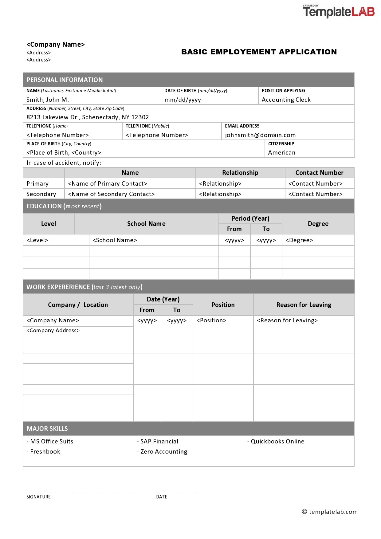 56 Free Employment Job Application Form Templates Printable TemplateLab 56 Free Employment Job Application Form Templates Printable TemplateLab