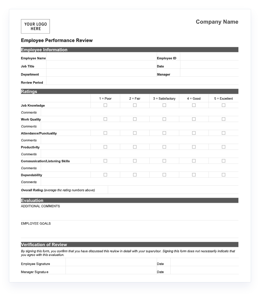 70 Free Employee Performance Review Templates Word PDF 70 Free Employee Performance Review Templates Word PDF