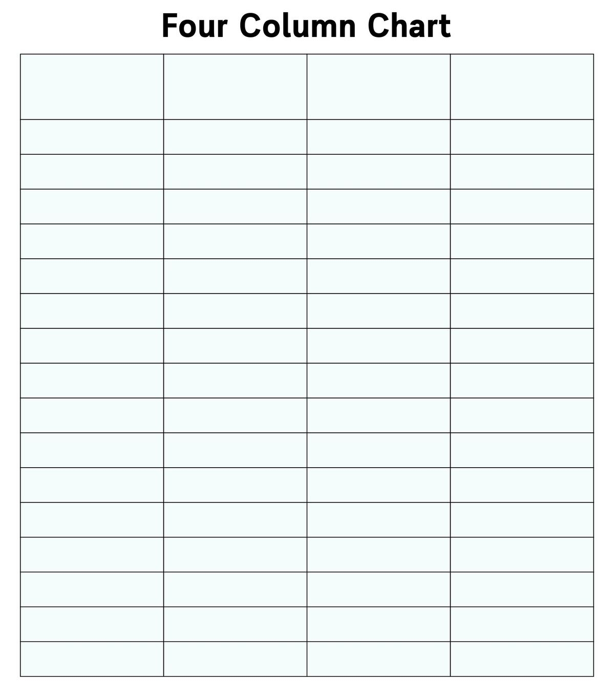 Printable 4 Column Chart Template Printable 4 Column Chart Template