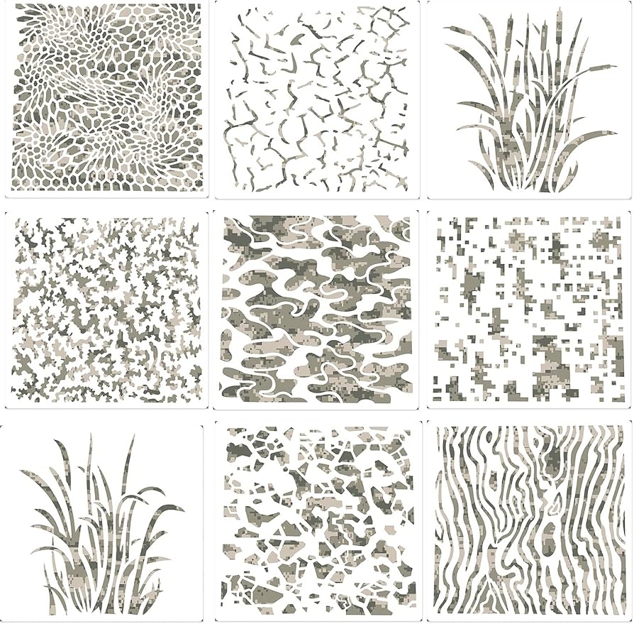 9 Pieces Camouflage Print Stencils Camouflage Painting Templates Reusable Grass Pattern Stencils Green Camo DIY Stencils For Scrapbooking Painting On Wood Crafts 7 9 X 7 9 Inches Amazon de Home Kitchen 9 Pieces Camouflage Print Stencils Camouflage Painting Templates Reusable Grass Pattern Stencils Green Camo DIY Stencils For Scrapbooking Painting On Wood Crafts 7 9 X 7 9 Inches Amazon de Home Kitchen