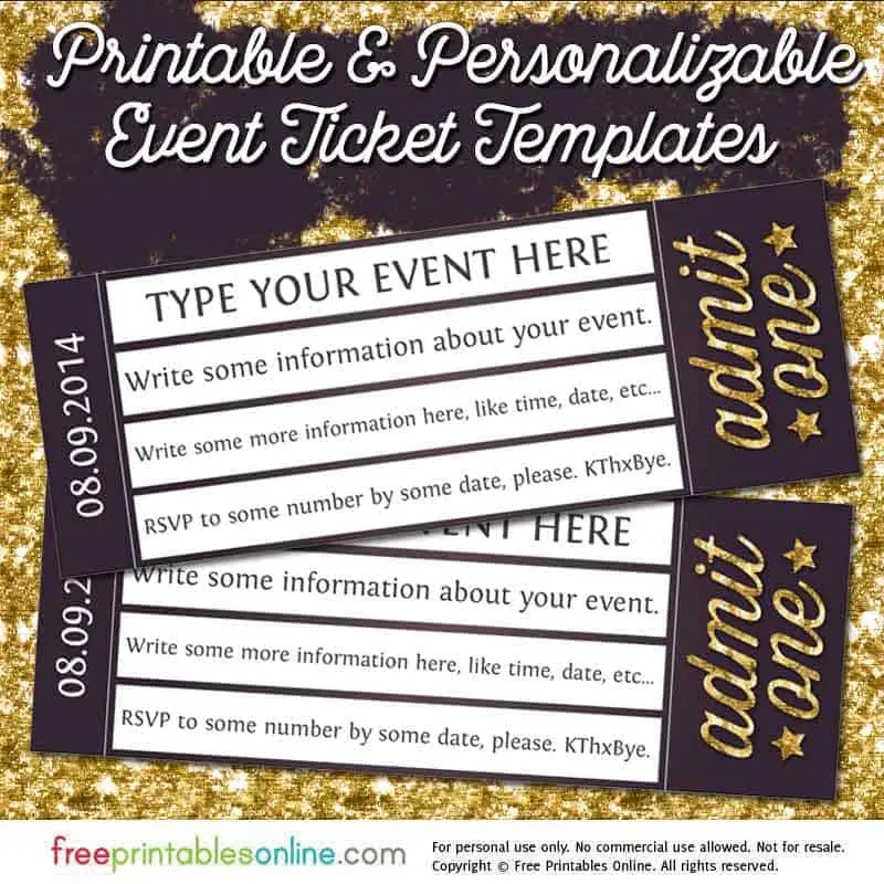 Admit One Gold Event Ticket Template Free Printables Online Admit One Gold Event Ticket Template Free Printables Online