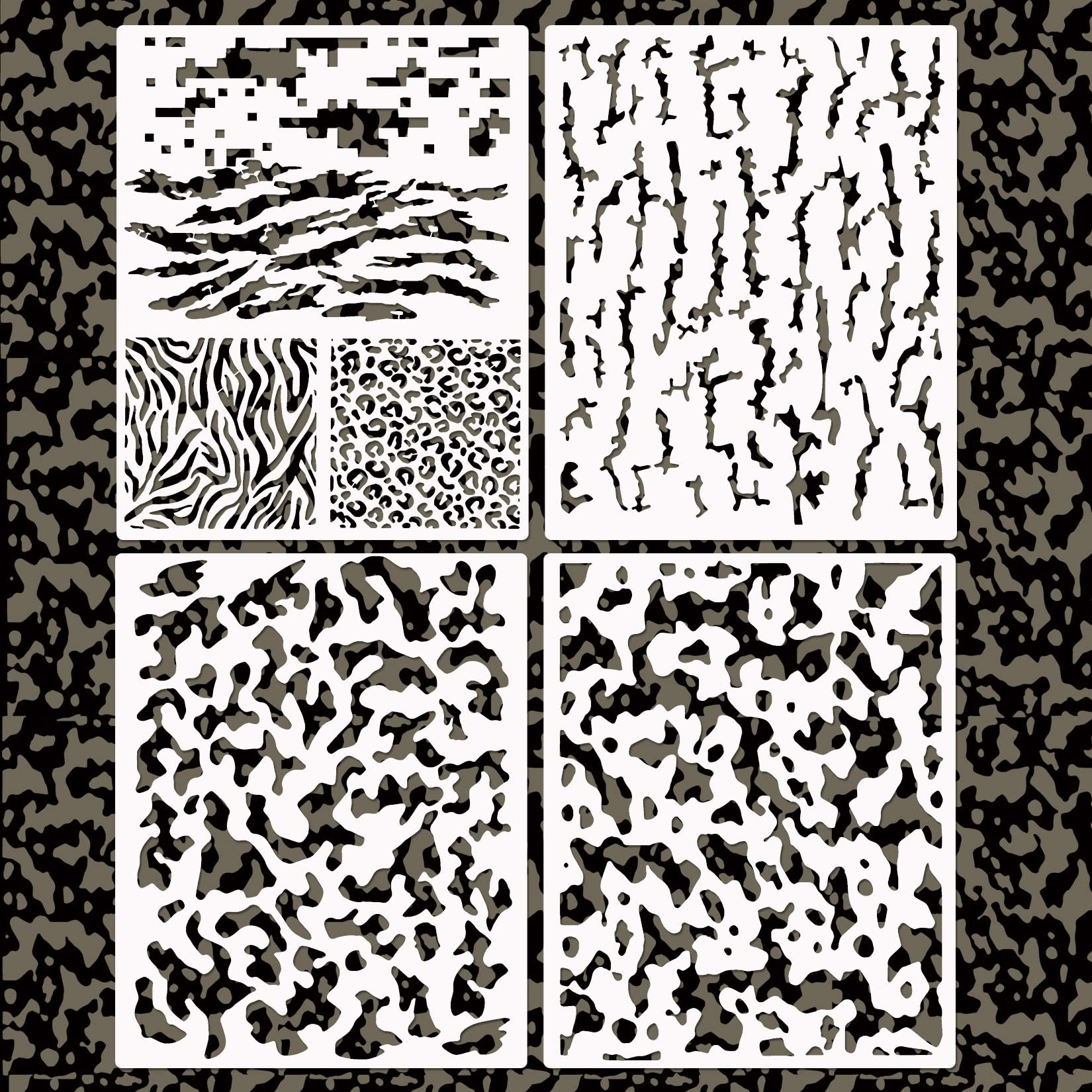 Amazon Camo Stencils Camouflage Pattern Stencils For Boat Spray Paint Tiger Stripe Leopard Cheetah Print Painting For Helmet Chest Wall Floor Flower Pots On Wood Crafts 11 x14 Amazon Camo Stencils Camouflage Pattern Stencils For Boat Spray Paint Tiger Stripe Leopard Cheetah Print Painting For Helmet Chest Wall Floor Flower Pots On Wood Crafts 11 x14