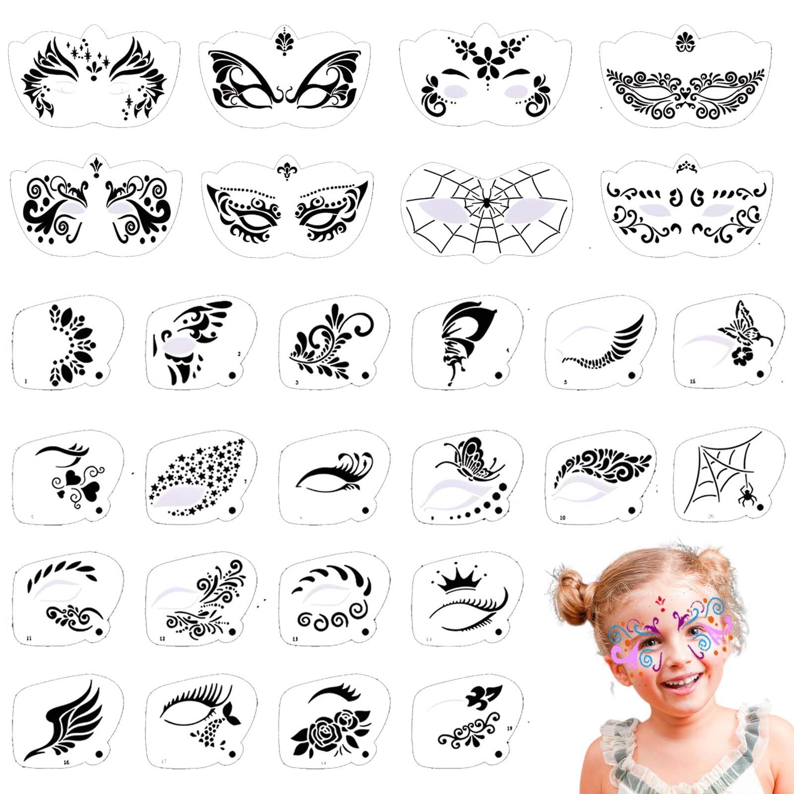 Amazon Twpribarn 28 Pcs Face Paint Stencils Kit Reusable Face Tattoo Body Makeup Painting Templates For Kids Adults Mix01 Amazon Twpribarn 28 Pcs Face Paint Stencils Kit Reusable Face Tattoo Body Makeup Painting Templates For Kids Adults Mix01