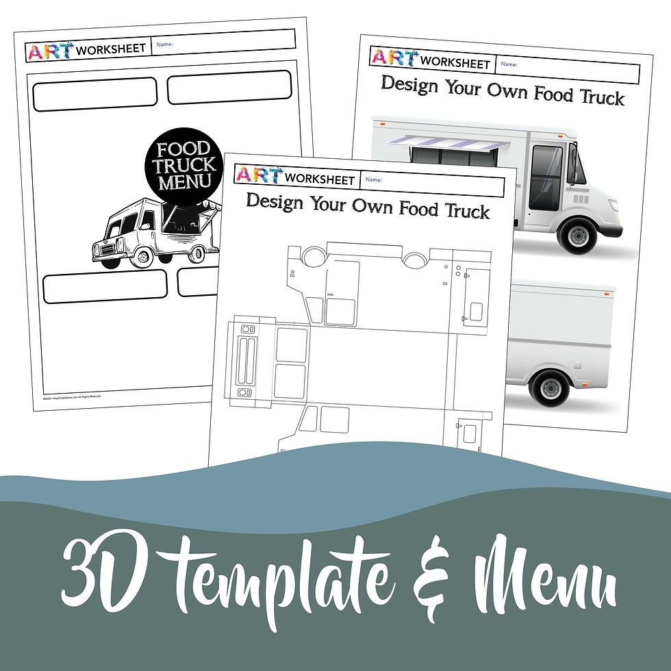 Art Draw Design FOOD TRUCK Worksheet MENU 2 3D Template Pattern Project Images HopeCreek Art Draw Design FOOD TRUCK Worksheet MENU 2 3D Template Pattern Project Images HopeCreek