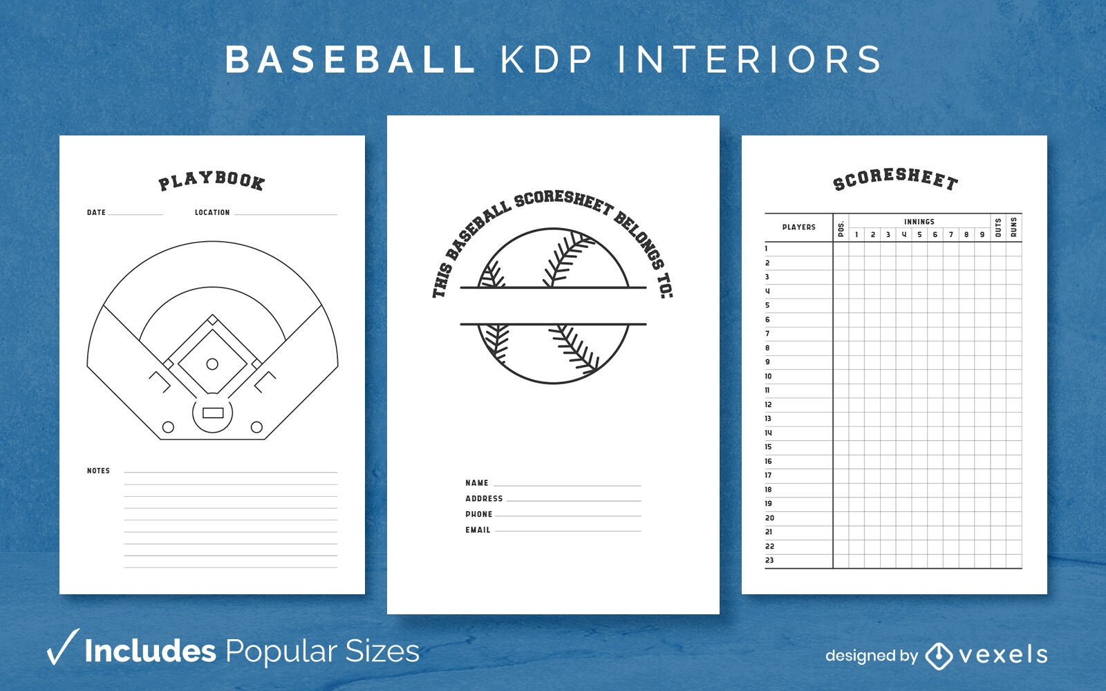 Baseball Diary Template KDP Interior Design Vector Download Baseball Diary Template KDP Interior Design Vector Download