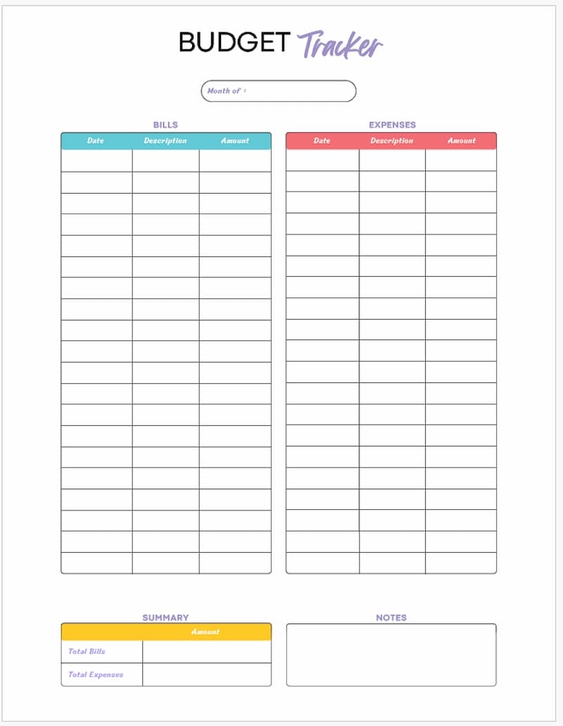 Free Budget Printable Template Free Budget Printable Template