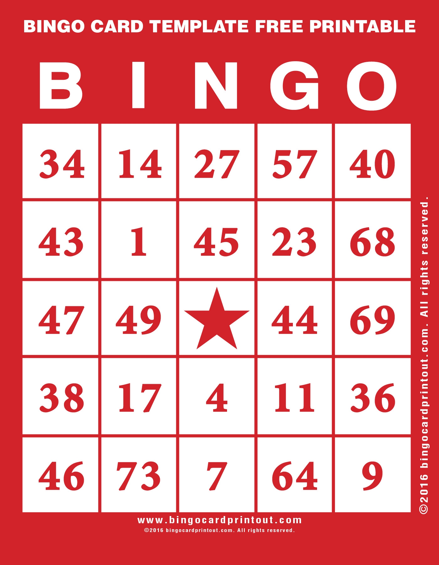 Bingo Template Printable Bingo Template Printable