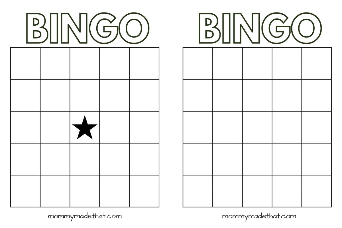 Free Printable Bingo Card Template Free Printable Bingo Card Template