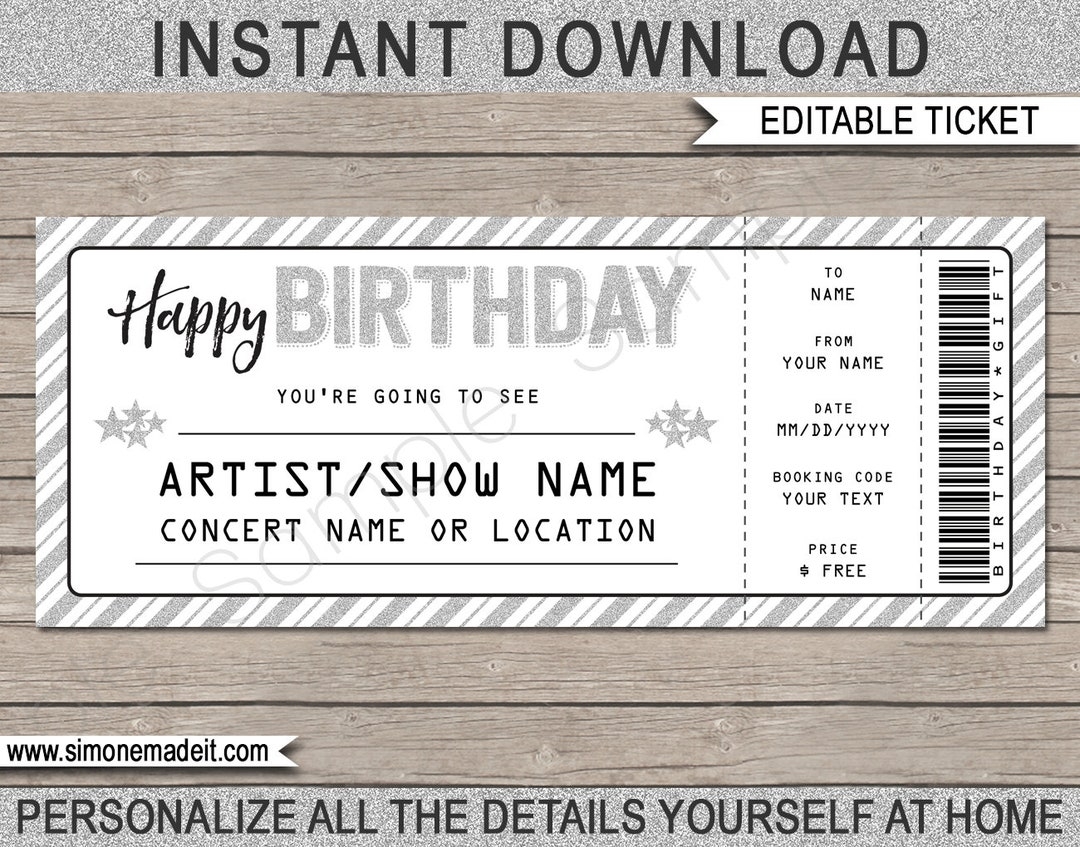 Birthday Gift Concert Ticket Template Printable Gift Voucher Certificate Ticket Coupon Surprise Concert Or Show EDITABLE TEXT DOWNLOAD Etsy Birthday Gift Concert Ticket Template Printable Gift Voucher Certificate Ticket Coupon Surprise Concert Or Show EDITABLE TEXT DOWNLOAD Etsy