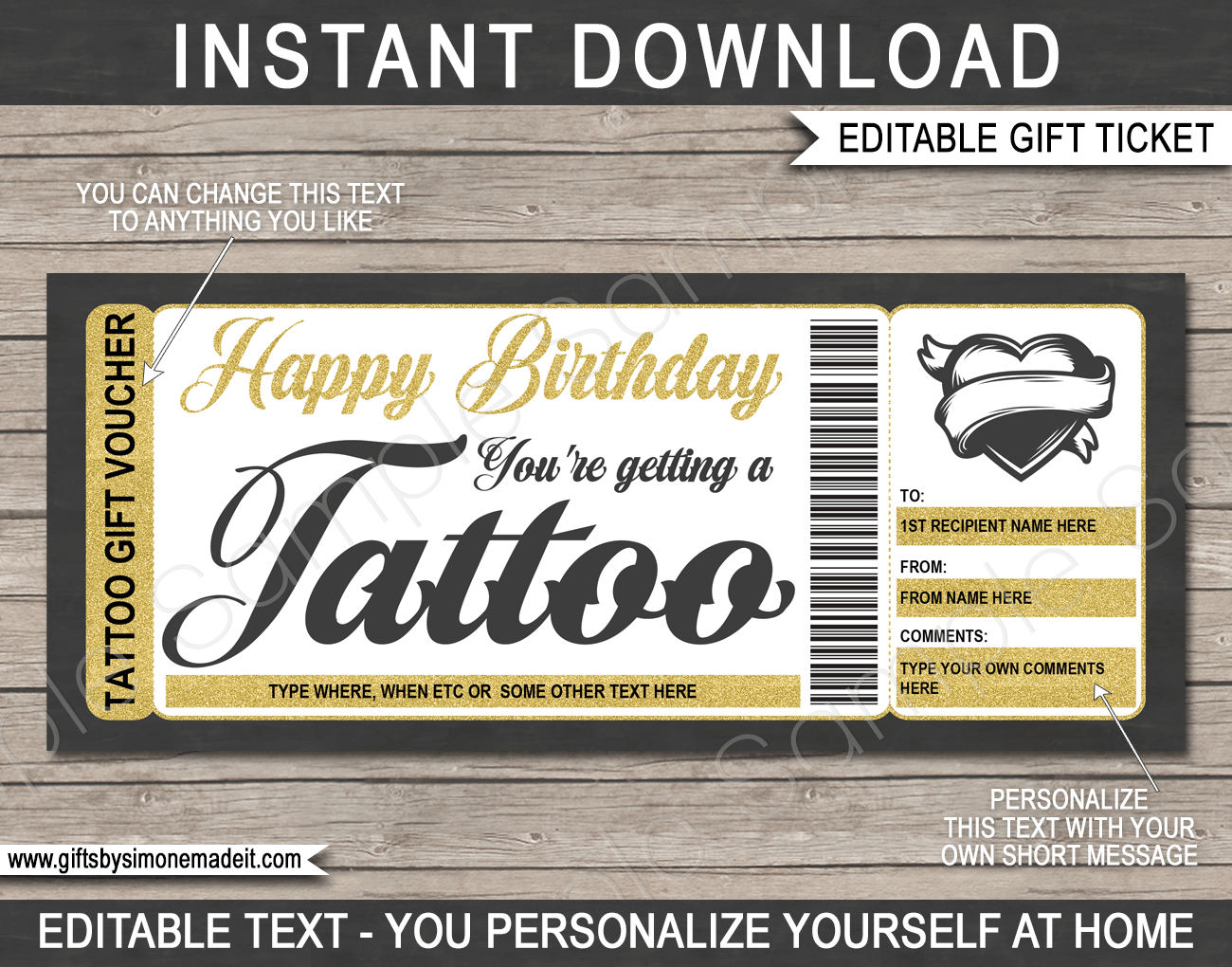 Birthday Tattoo Gift Certificate Template Birthday Tattoo Gift Certificate Template