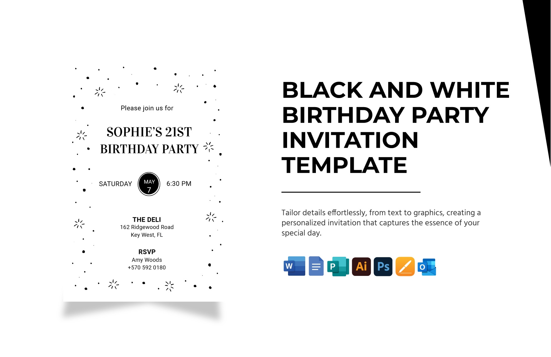 Black And White Birthday Party Invitation Template In Word Pages Illustrator Publisher PSD Outlook Download Template Black And White Birthday Party Invitation Template In Word Pages Illustrator Publisher PSD Outlook Download Template