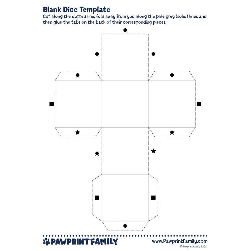 Blank Dice Template Pawprint Family Blank Dice Template Pawprint Family