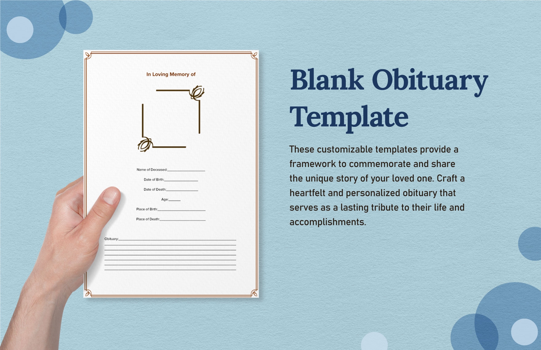 Blank Obituary Templates In Word PDF Google Docs Download Template Blank Obituary Templates In Word PDF Google Docs Download Template