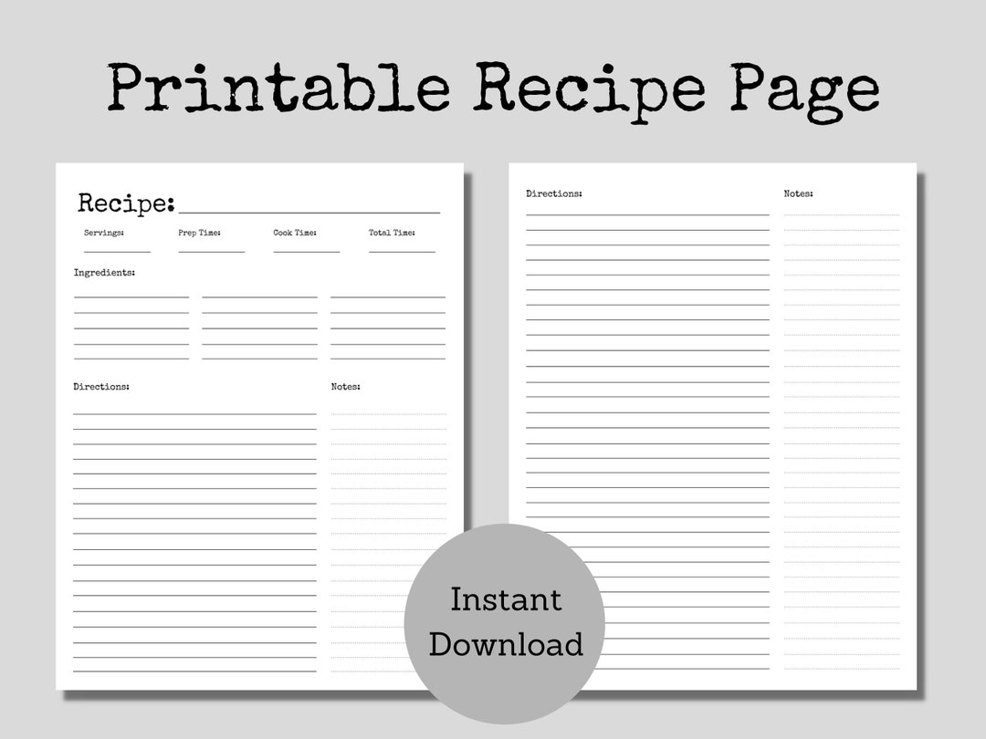 Blank Recipe Page Recipe Card Recipe Template Typewriter Style Etsy UK Blank Recipe Page Recipe Card Recipe Template Typewriter Style Etsy UK