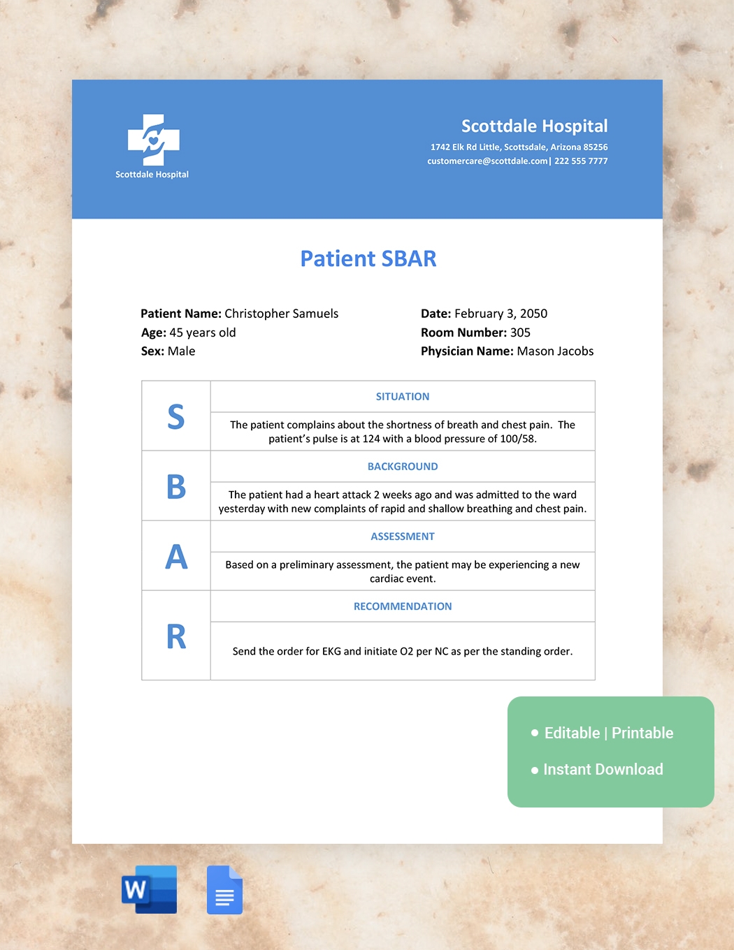 Printable Sbar Template Printable Sbar Template