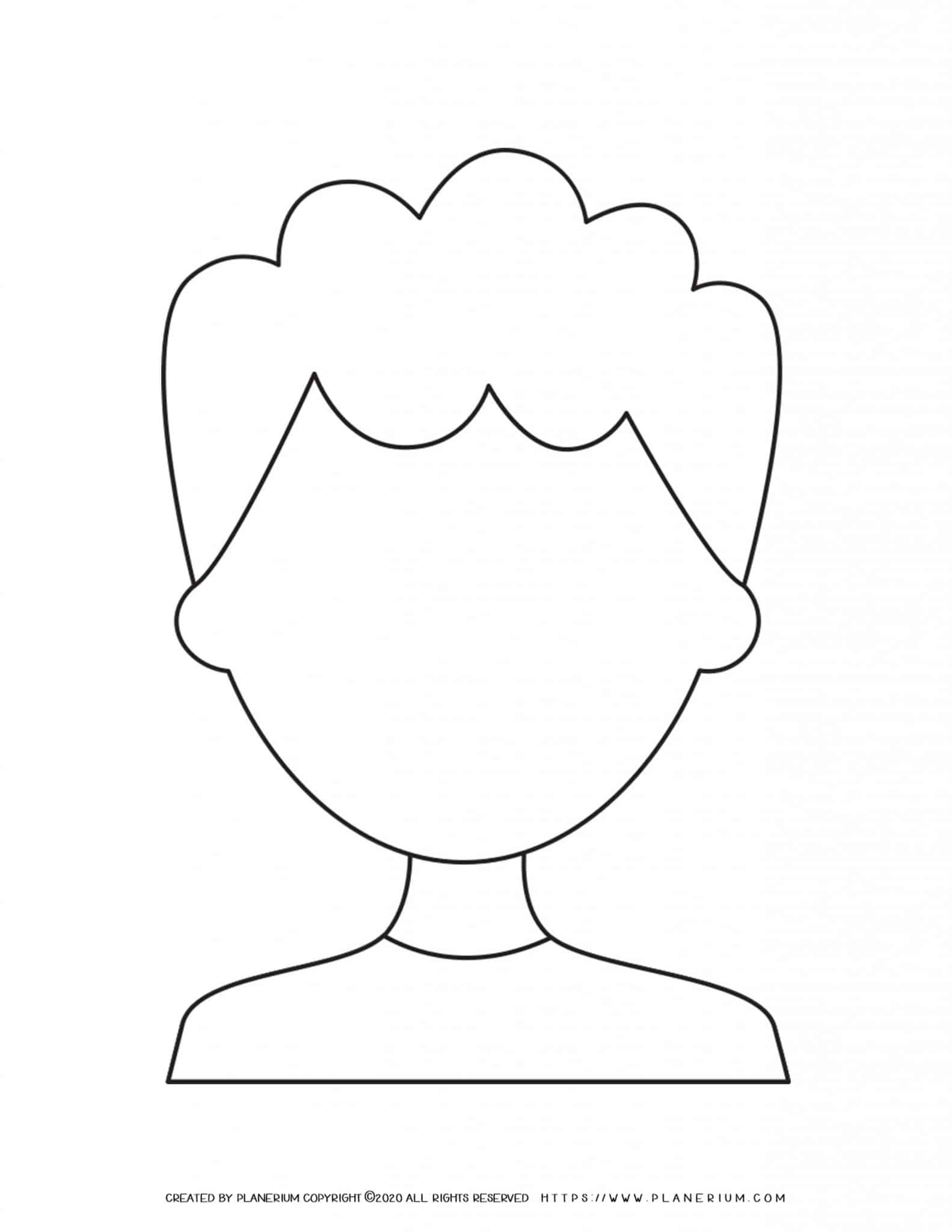 Boy Face Template Curly Hair Blank Template For Drawing And Coloring Boy Face Template Curly Hair Blank Template For Drawing And Coloring