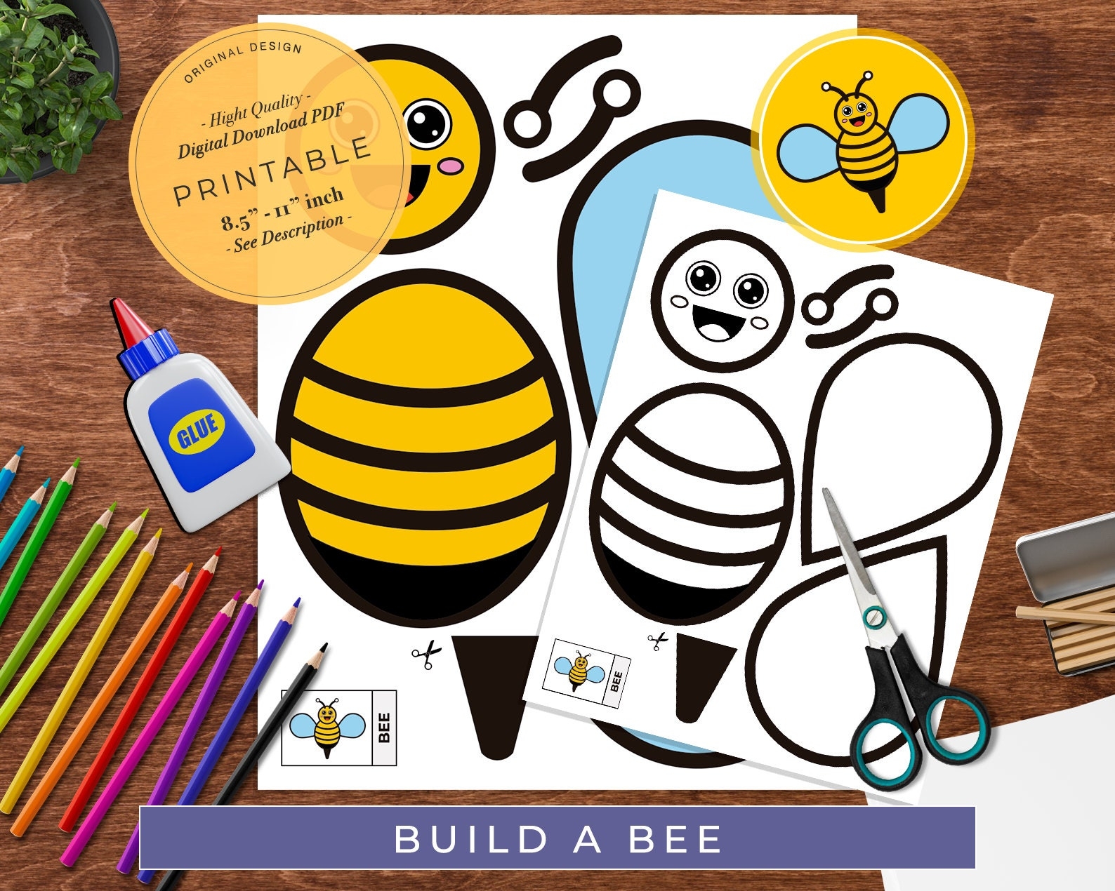 Printable Bee Craft Template Printable Bee Craft Template
