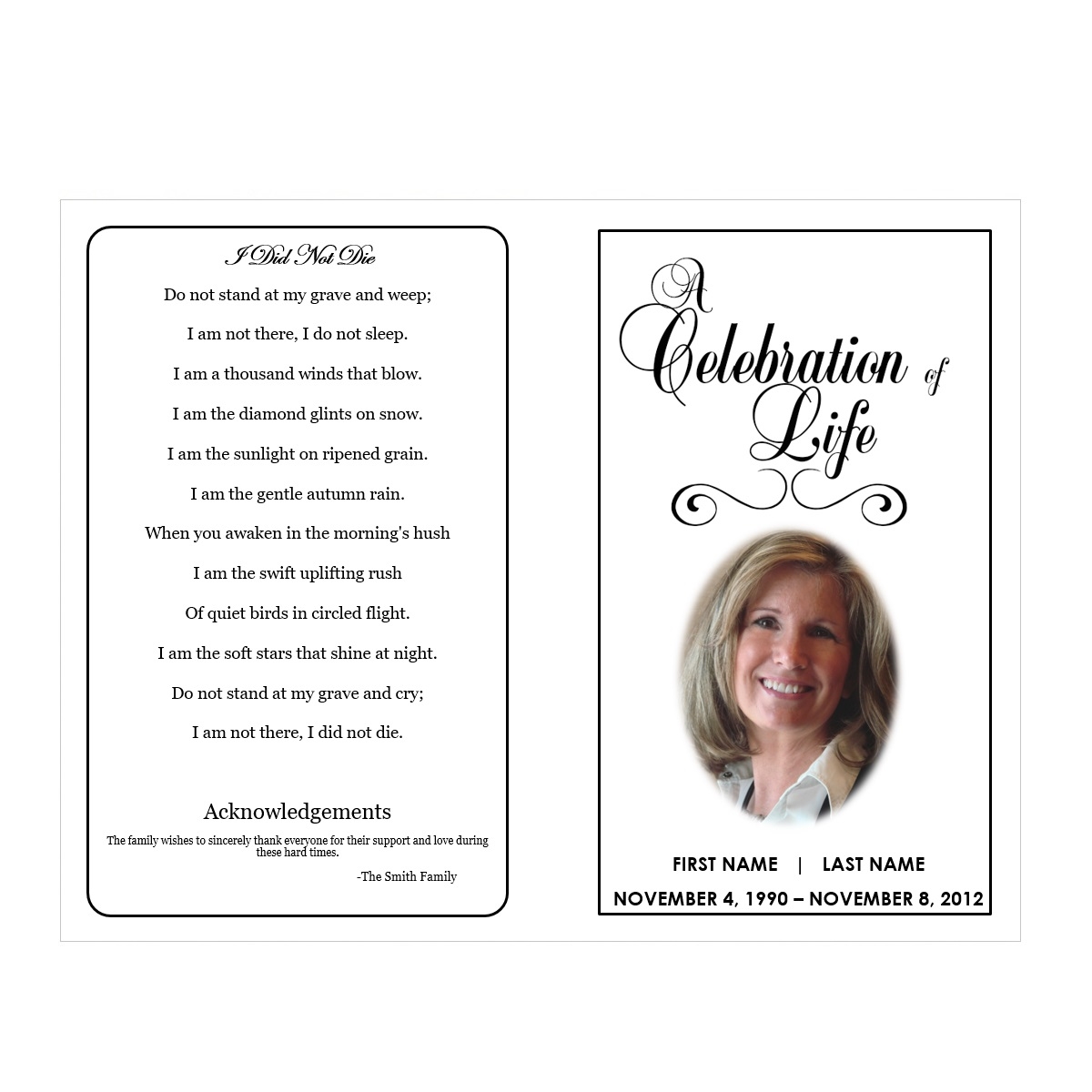 Celebration Of Life Funeral Pamphlets Celebration Of Life Funeral Pamphlets