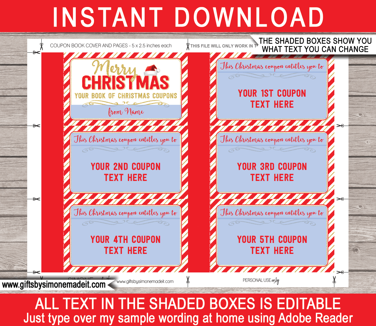 Christmas Coupon Book U0026 Envelope Santa Hat Red U0026 Gold Christmas Coupon Book U0026 Envelope Santa Hat Red U0026 Gold
