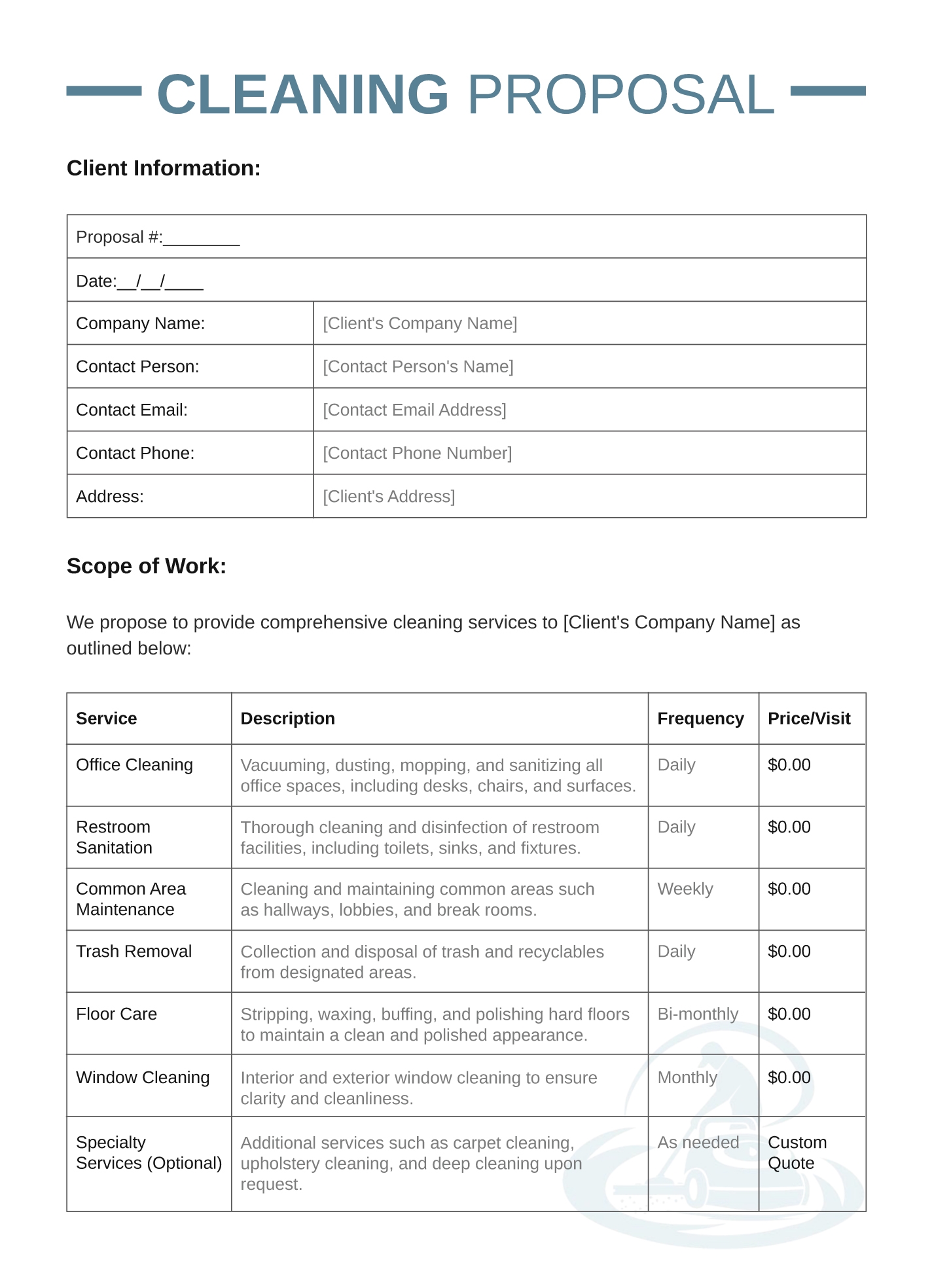 Cleaning Proposal Free Google Docs Template Gdoc io Cleaning Proposal Free Google Docs Template Gdoc io
