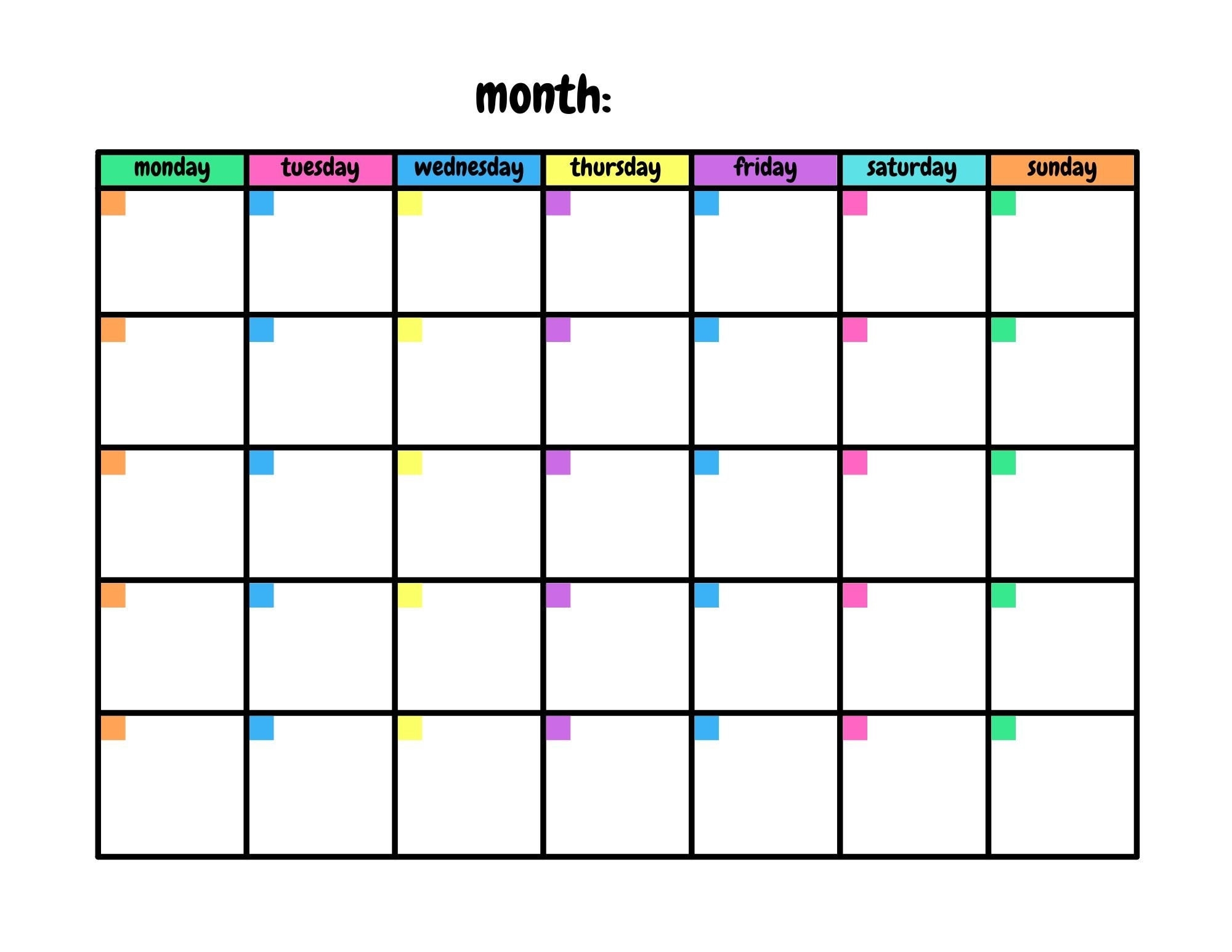 Printable Monthly Calendar Template Printable Monthly Calendar Template